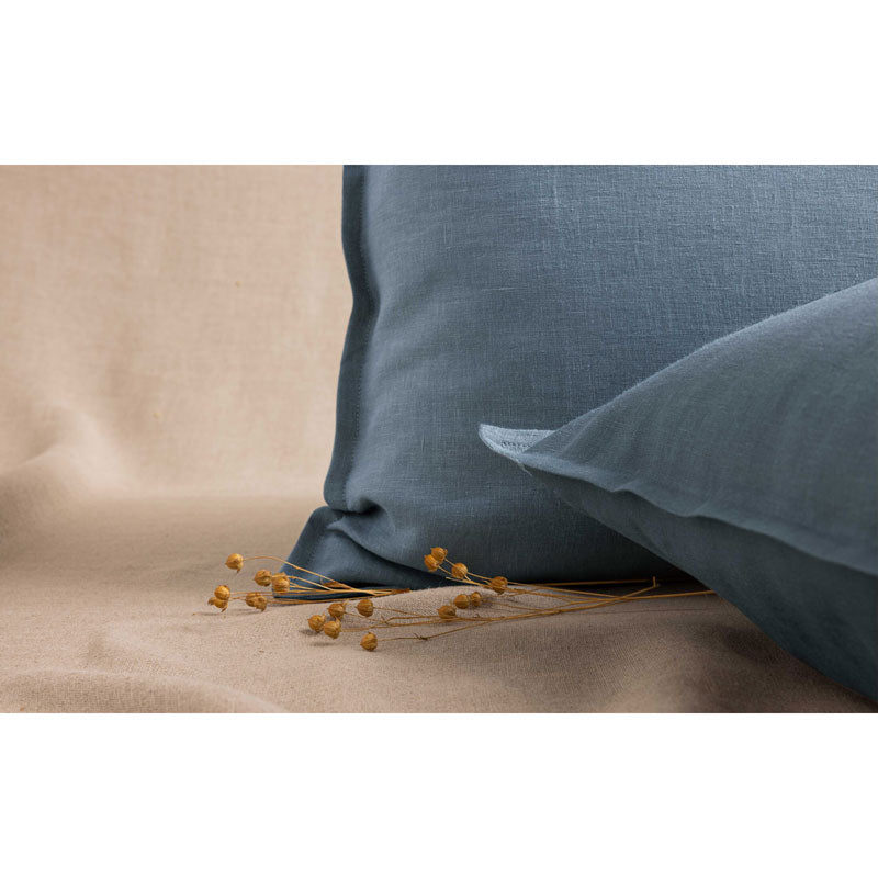 Pure Washed Linen Pillow Case, Slate Blue