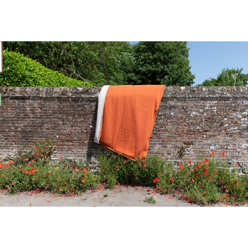 Pure Washed Linen Quilt, Two-Tone Brick-Red