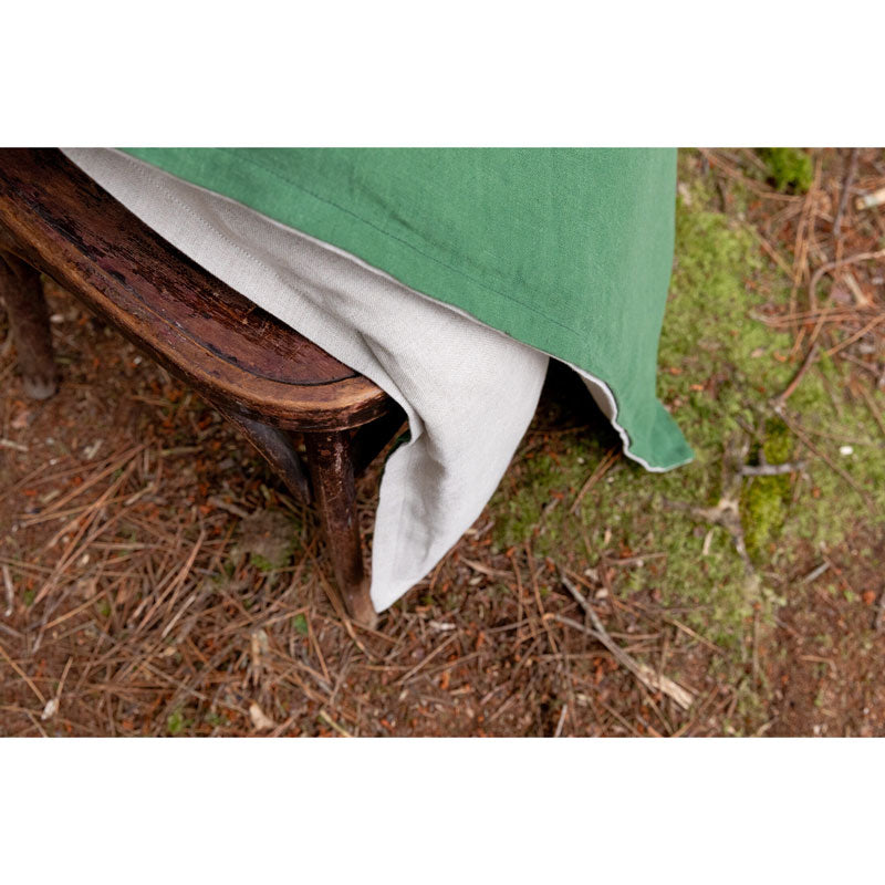 Pure Washed Linen Quilt, Two-Tone Moss Green