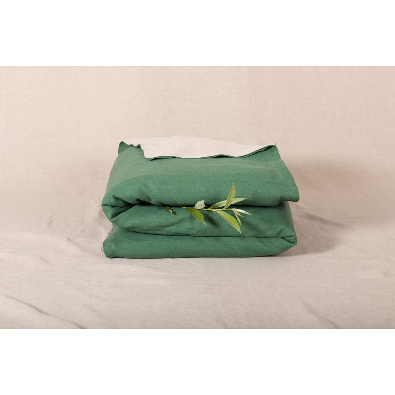 Pure Washed Linen Quilt, Two-Tone Moss Green