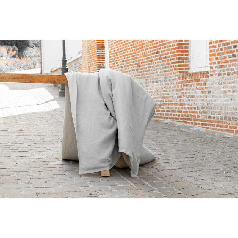 Pure Washed Linen Quilt, Two-Tone Pebble Grey