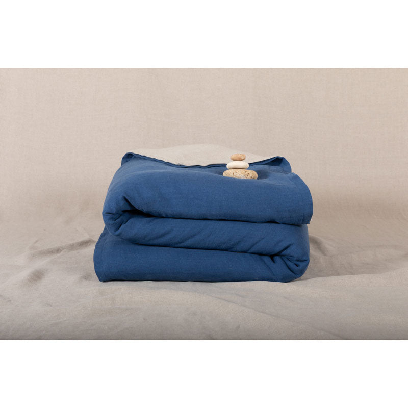 Pure Washed Linen Quilt, Two-Tone Ultramarine Blue
