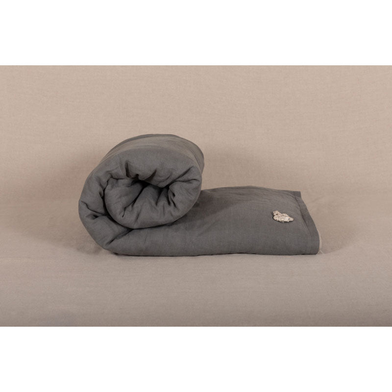 Pure Washed Linen Quilt, Two-Tone Zinc Grey