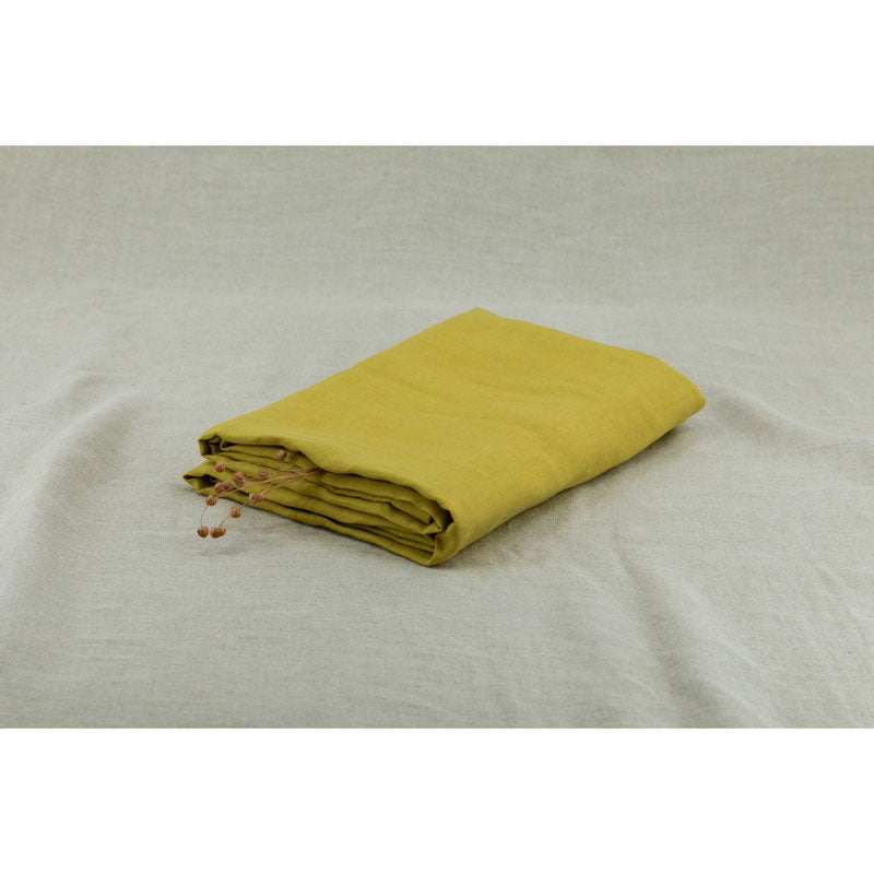 Pure Washed Linen Tablecloth, Amber Yellow
