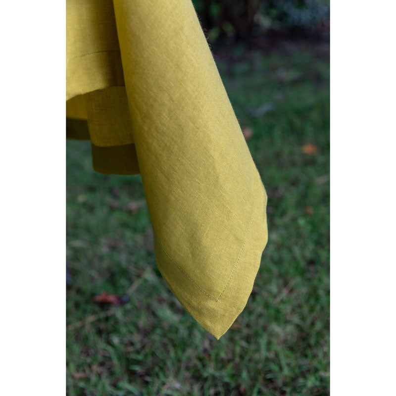 Pure Washed Linen Tablecloth, Amber Yellow