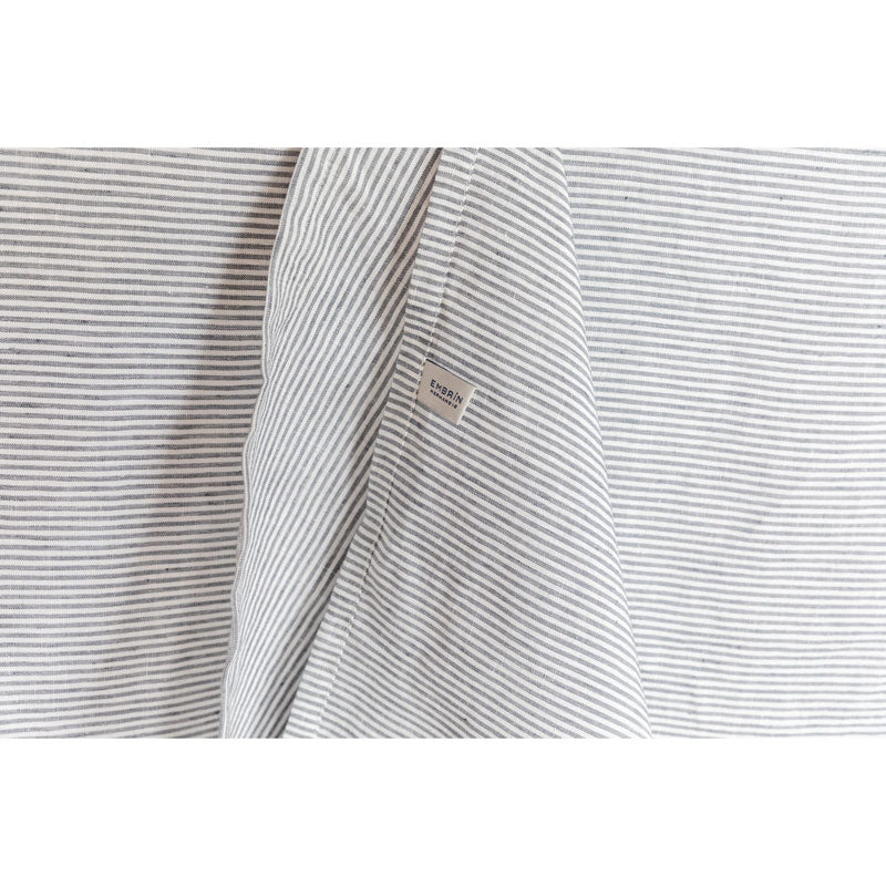 Pure Washed Linen Tablecloth, Flint Grey Stripe