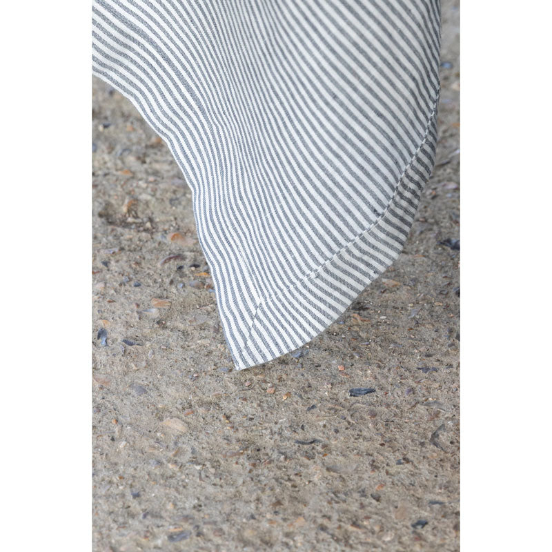 Pure Washed Linen Tablecloth, Flint Grey Stripe