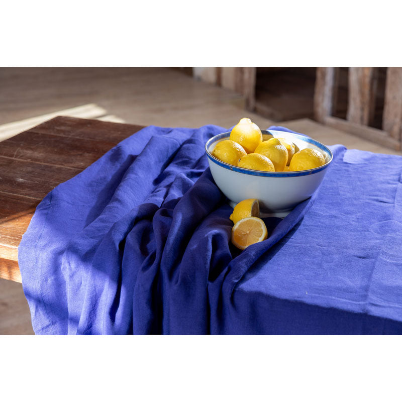 Pure Washed Linen Tablecloth, Indigo