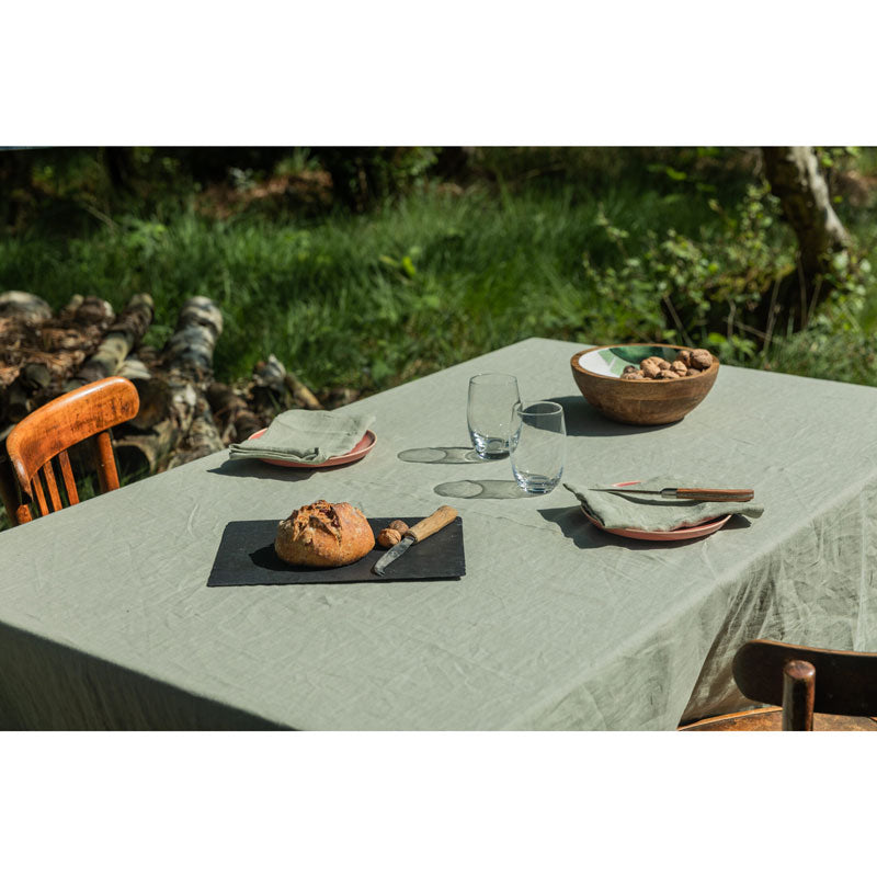 Pure Washed Linen Tablecloth, Linden Green