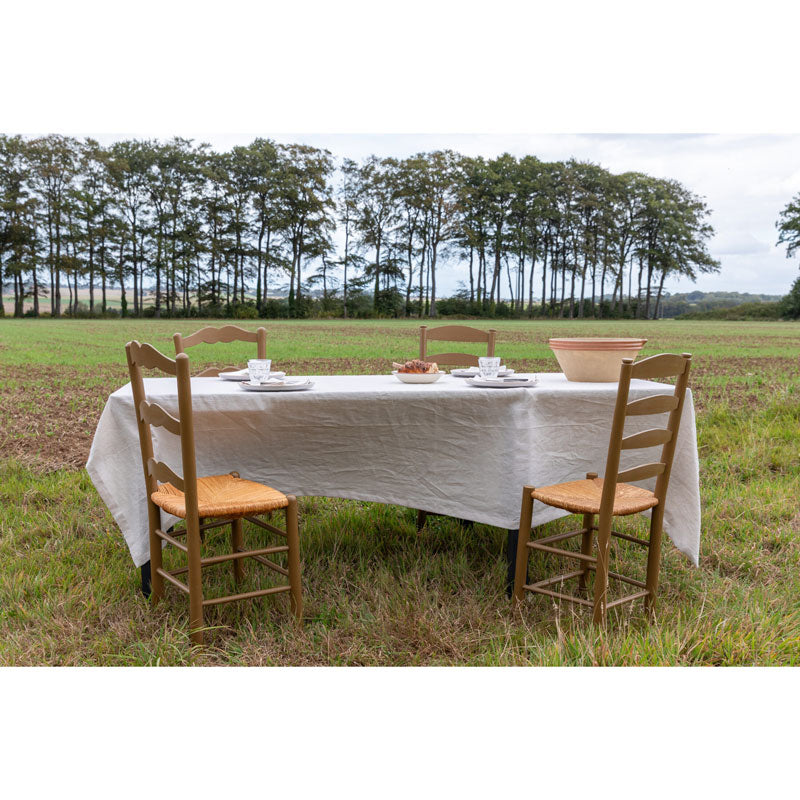 Pure Washed Linen Tablecloth, Natural Stripe