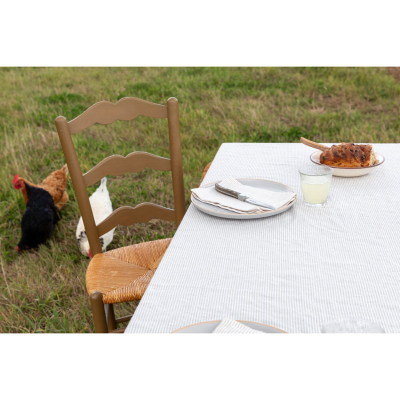 Pure Washed Linen Tablecloth, Natural Stripe