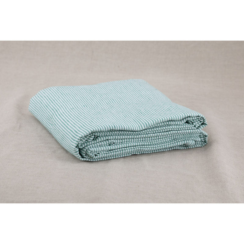 Pure Washed Linen Tablecloth, Pea Green Stripe