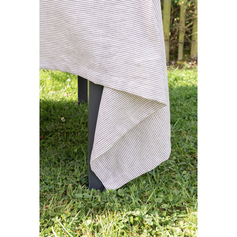 Pure Washed Linen Tablecloth, Plum Stripe