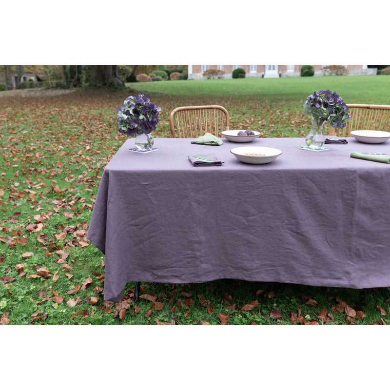 Pure Washed Linen Tablecloth, Plum