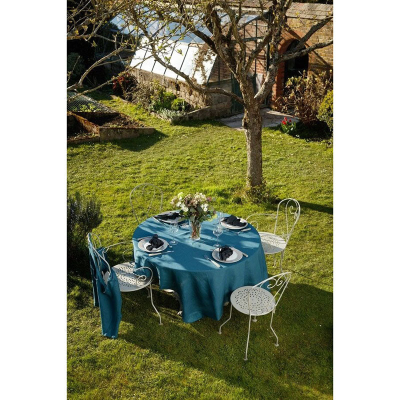 Pure Washed Linen Tablecloth, Prussian Blue