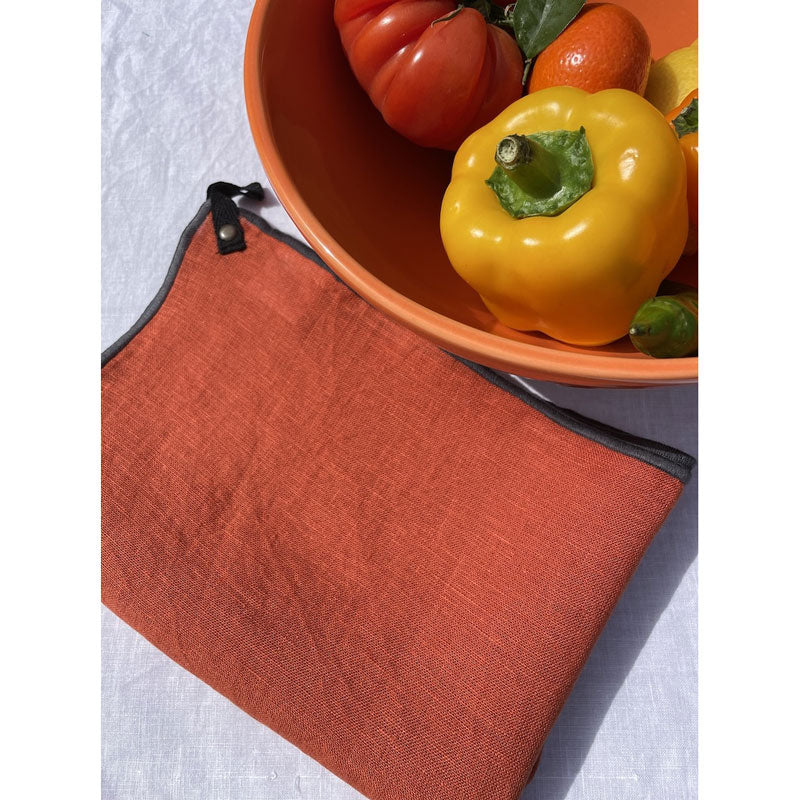 Pure Washed Linen Tea Towel, Orange