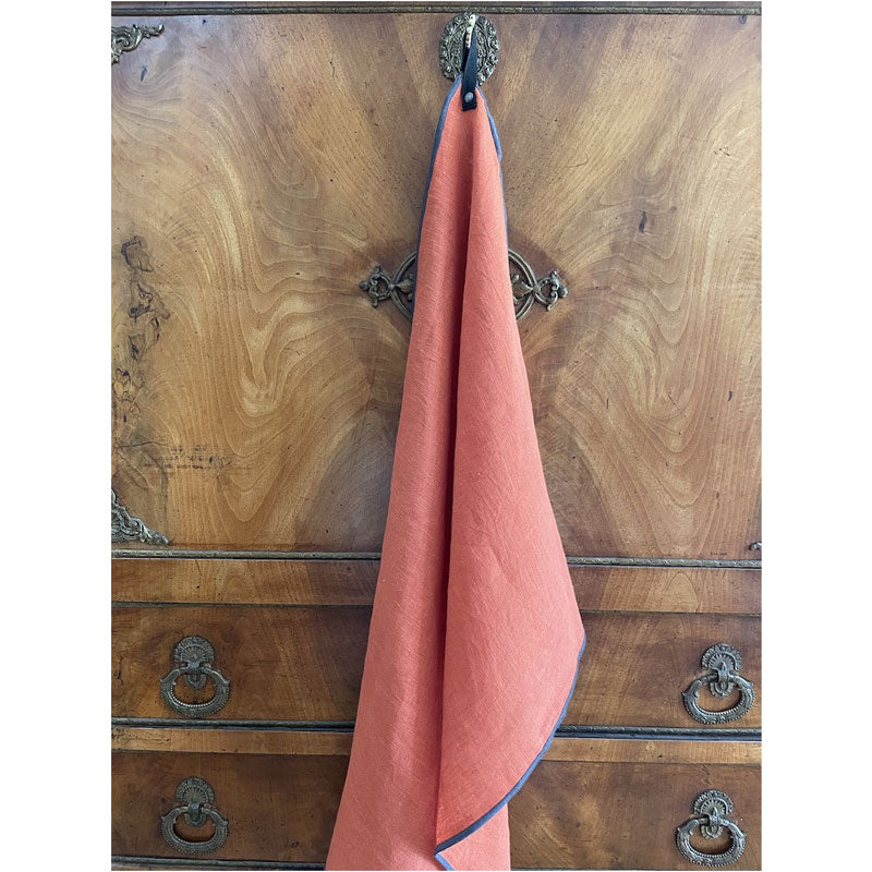 Pure Washed Linen Tea Towel, Orange