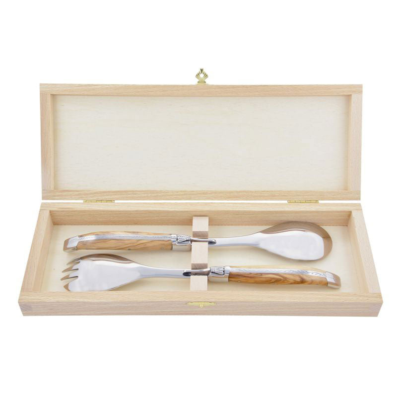 Laguiole Salad Servers Olive Wood, Prestige Collection - Zouf.biz