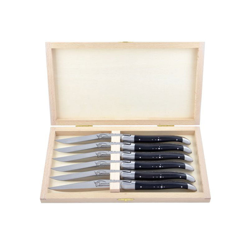Laguiole Steak Knives Ebony Wood, Prestige Collection - Zouf.biz