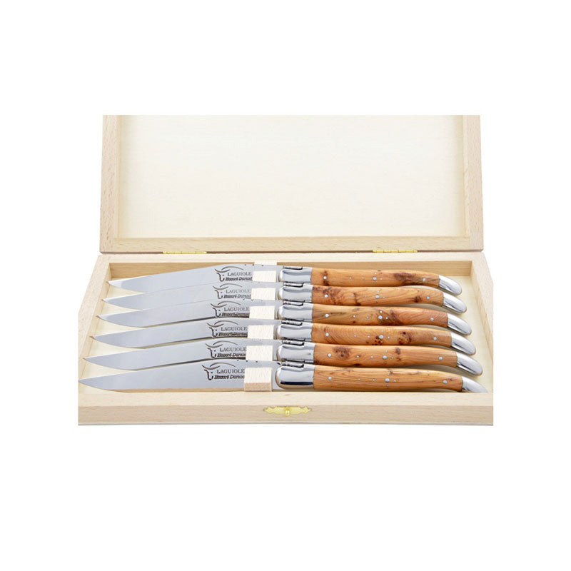 Laguiole Steak Knives Juniper Wood, Prestige Collection - Zouf.biz