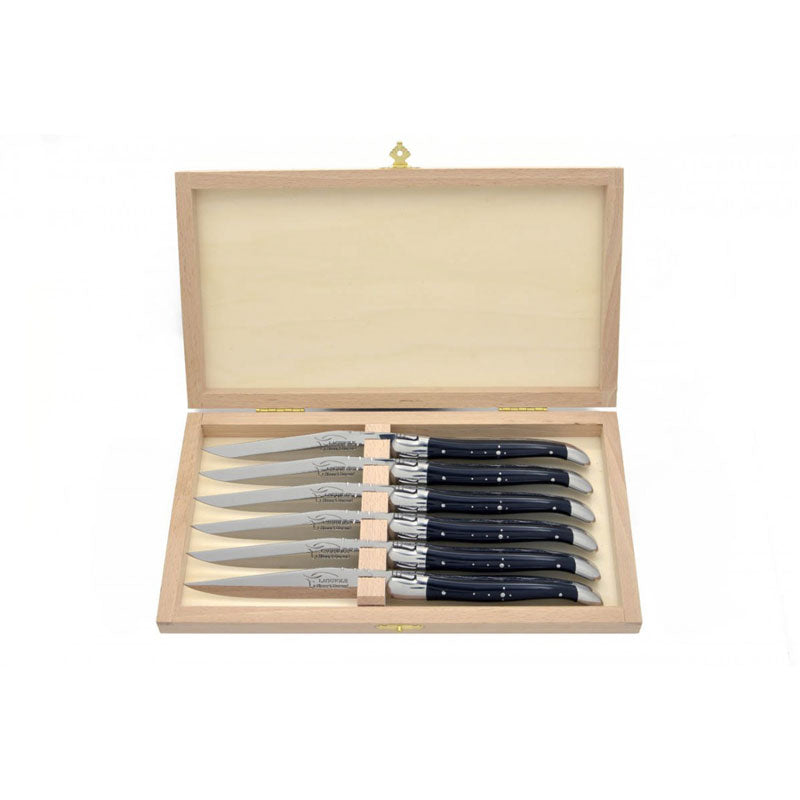 Laguiole Steak Knives Dark Horn Tip, Prestige Collection - Zouf.biz