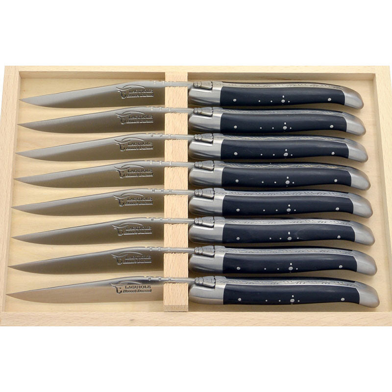 Laguiole Steak Knives Dark Horn Tip, Prestige Collection - Zouf.biz