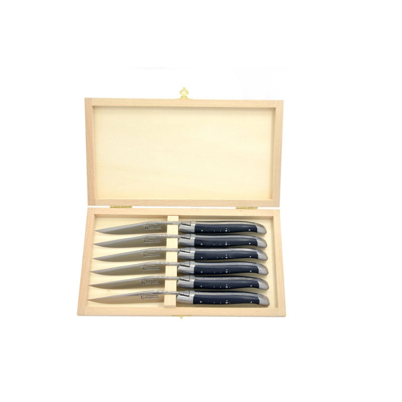 Laguiole Steak Knives Dark Horn Tip, Prestige Collection - Zouf.biz