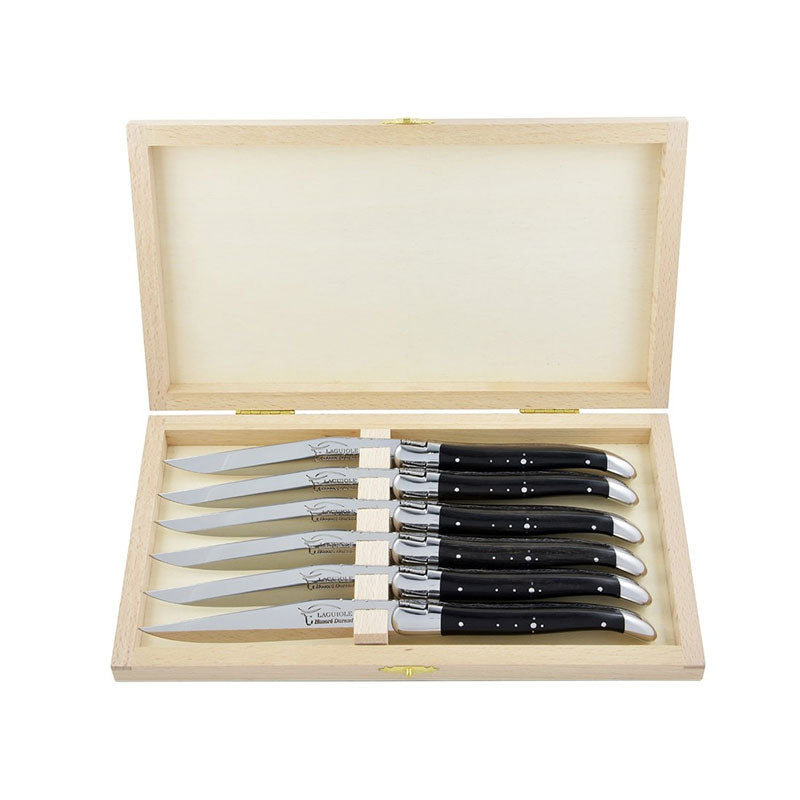 Laguiole Steak Knives Ebony Wood, Prestige Collection - Zouf.biz