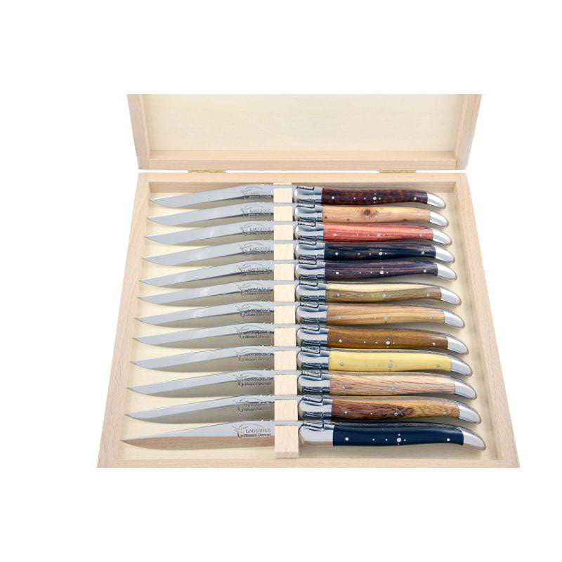 Laguiole Steak Knives Mix Wood, Prestige Collection - Zouf.biz
