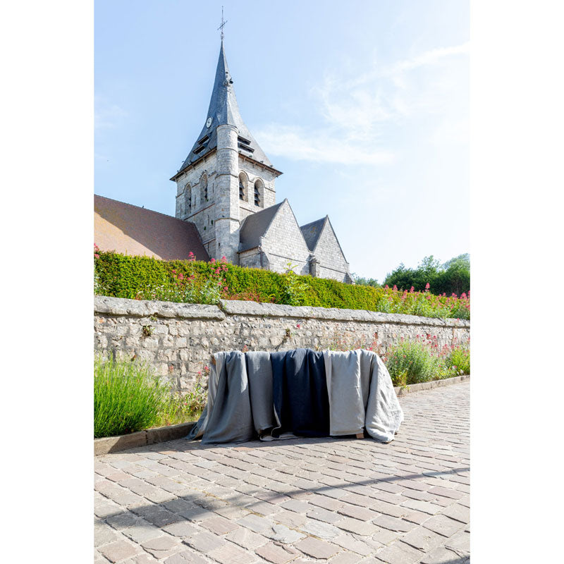Pure Washed Linen Quilt, Two-Tone Caviar Grey