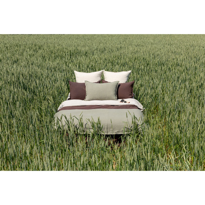 Pure Washed Linen Quilt, Two-Tone Lichen Green