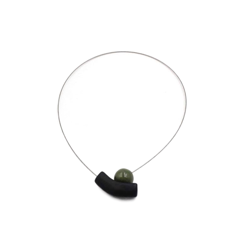 Atome Steel Cable Necklace, Khaki