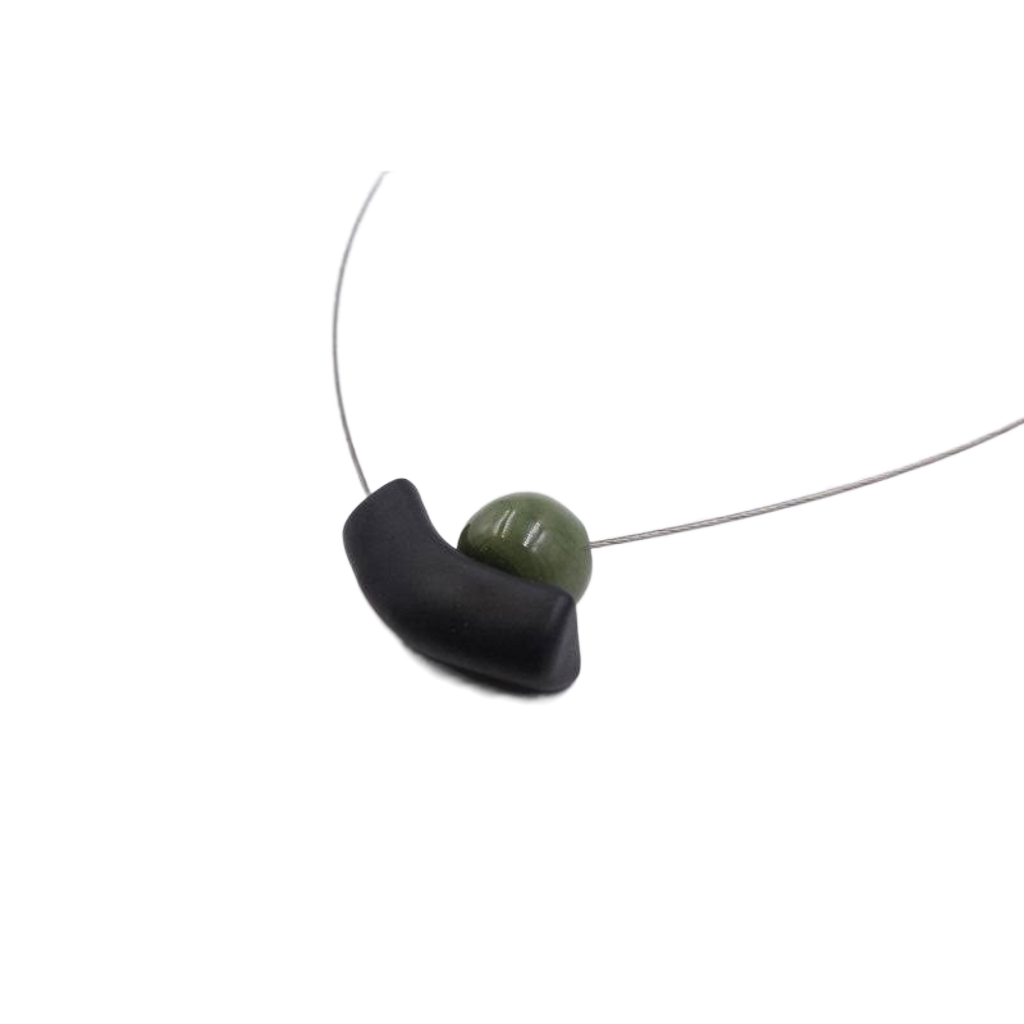 Atome Steel Cable Necklace, Khaki
