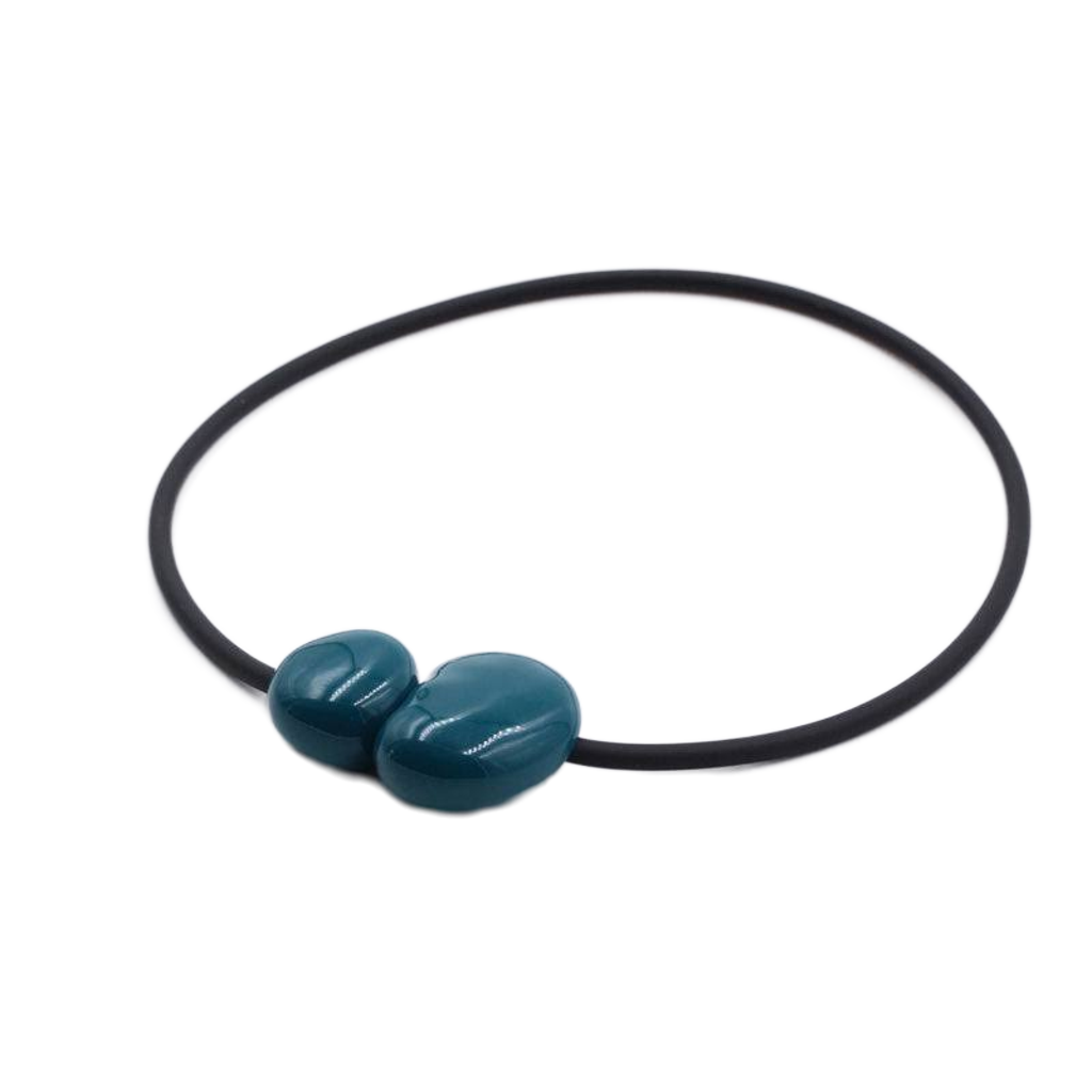Big Galet PVC Necklace, Duck Egg Blue