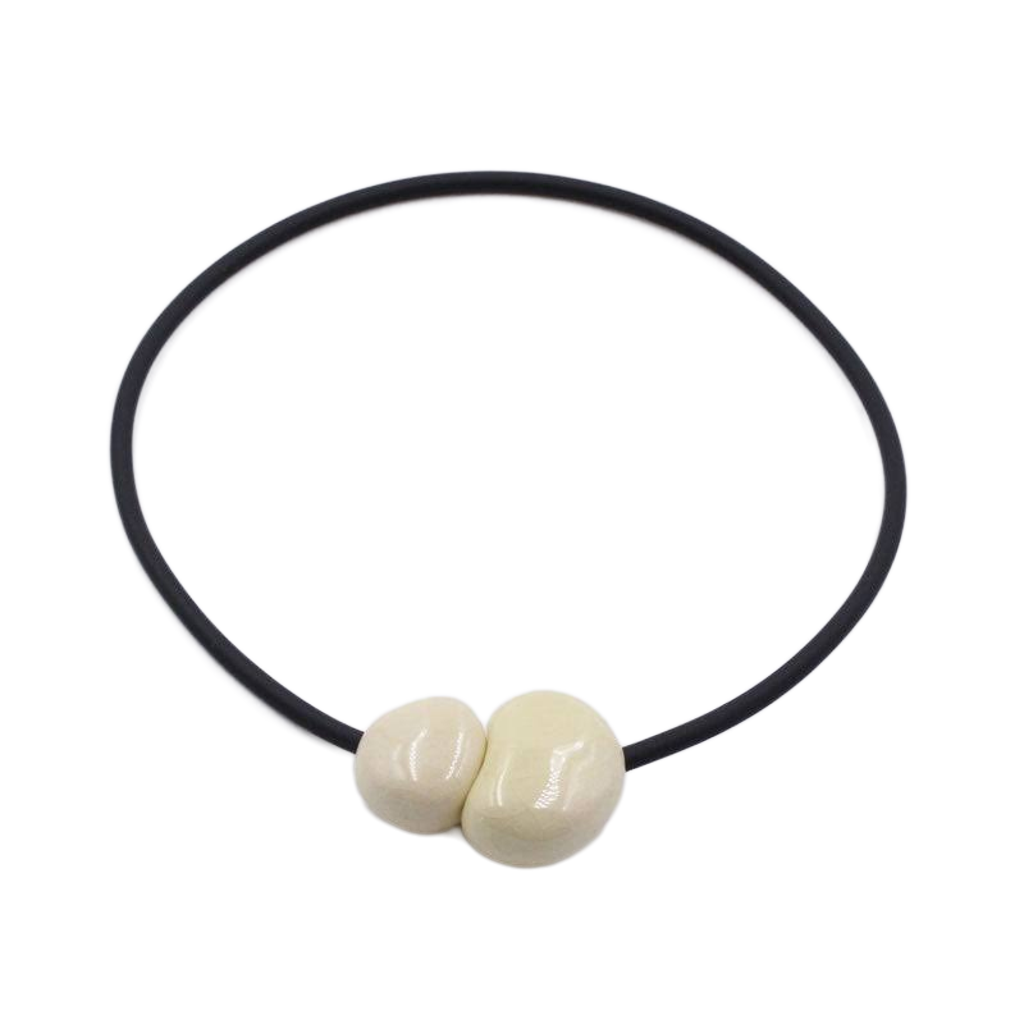 Big Galet PVC Necklace, Ivory