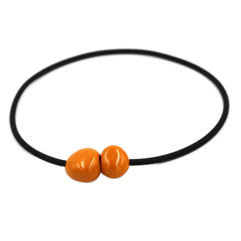 Big Galet PVC Necklace, Orange