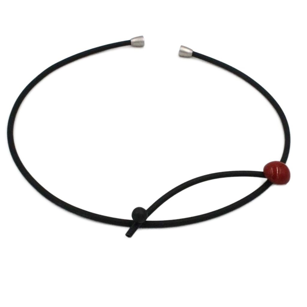 Cerisier PVC Necklace, Cherry & Black
