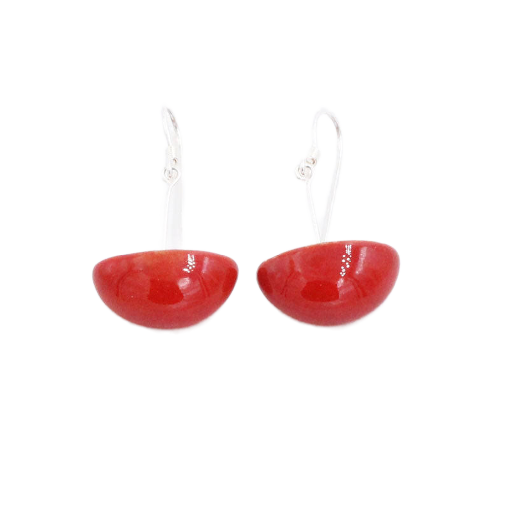 Inca Yucatan Ceramic Drop Earrings, Cherry