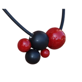 Meteore Ceramic Necklace, Cherry & Black