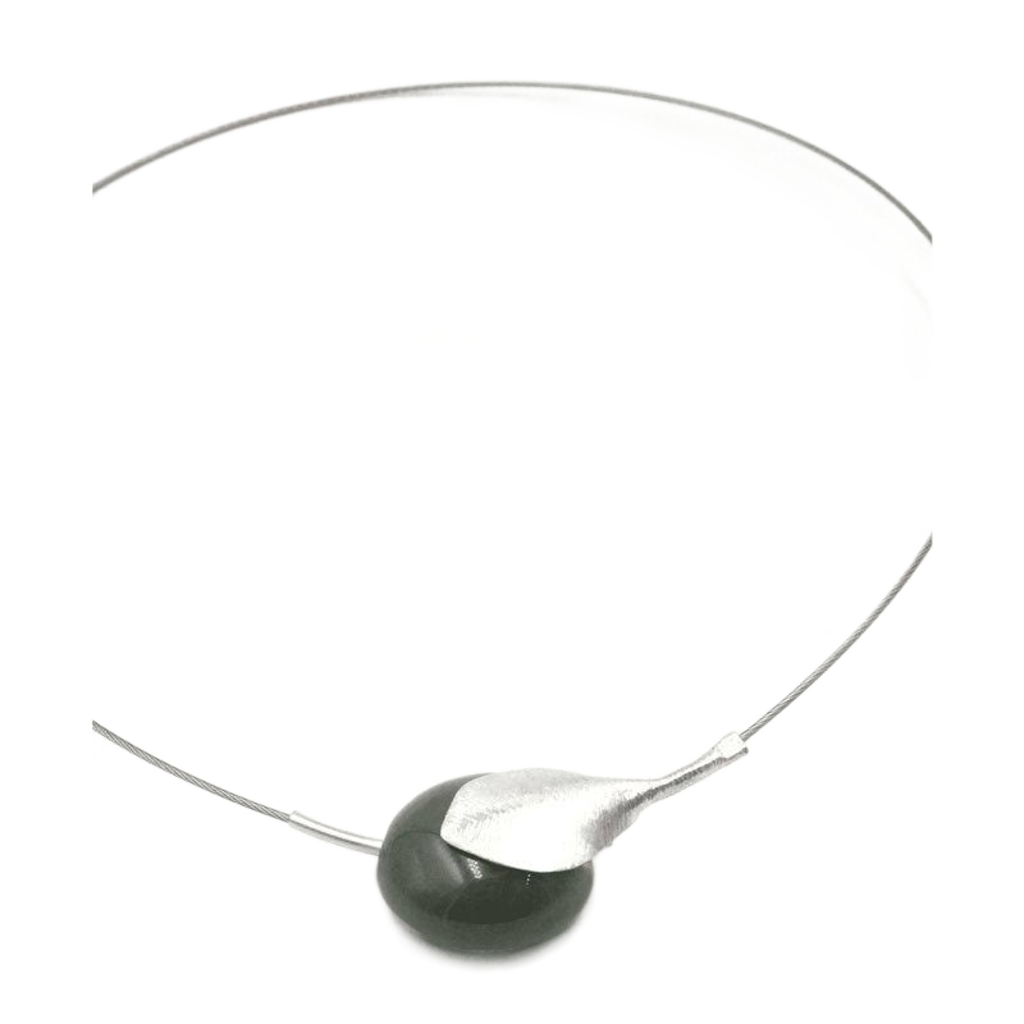 Fleur Ceramic Necklace, Khaki