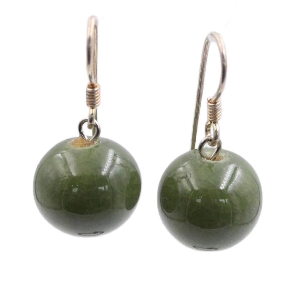 Perles Ceramic Drop Earrings, Khaki