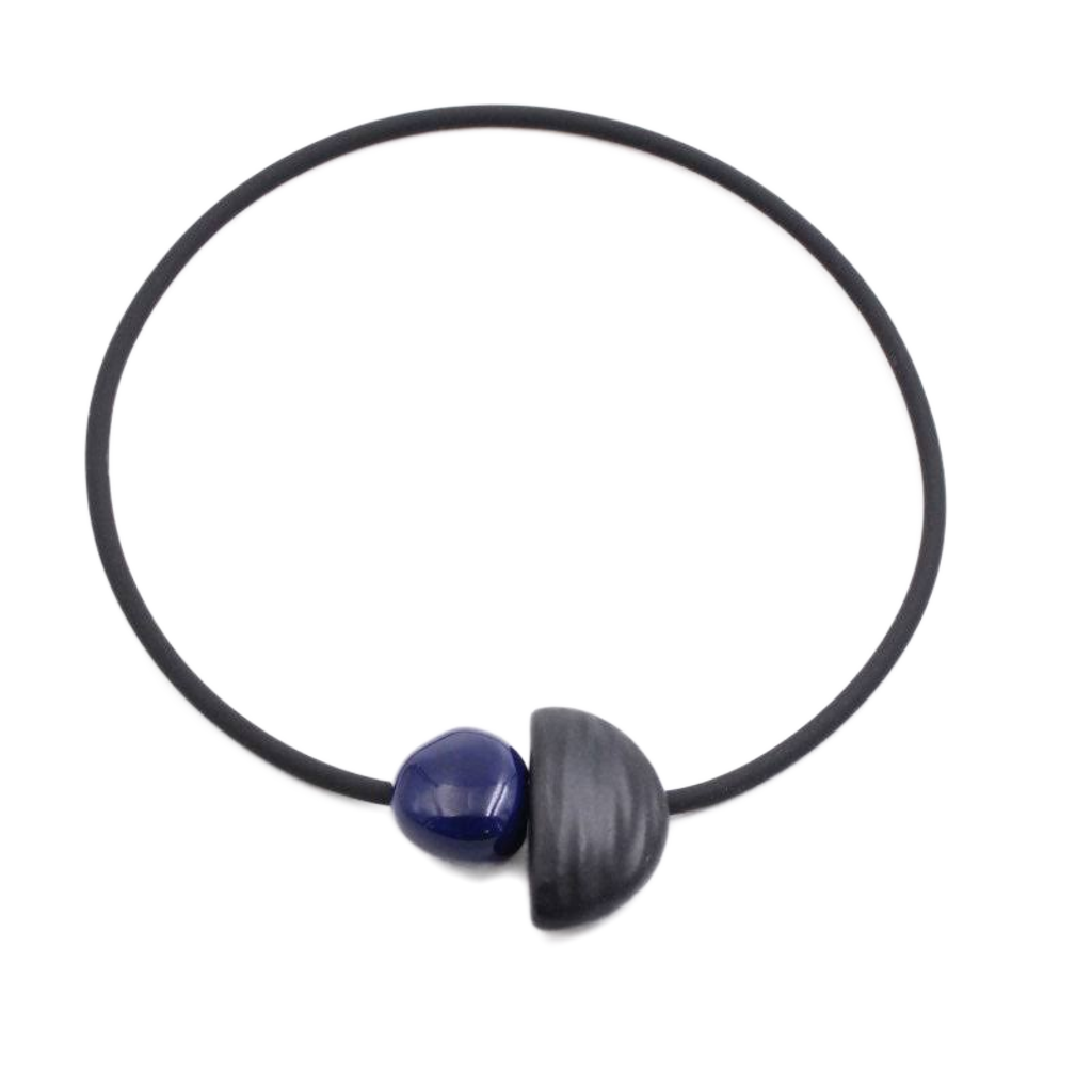 Leo Ceramic PVC Necklace, Midnight Blue