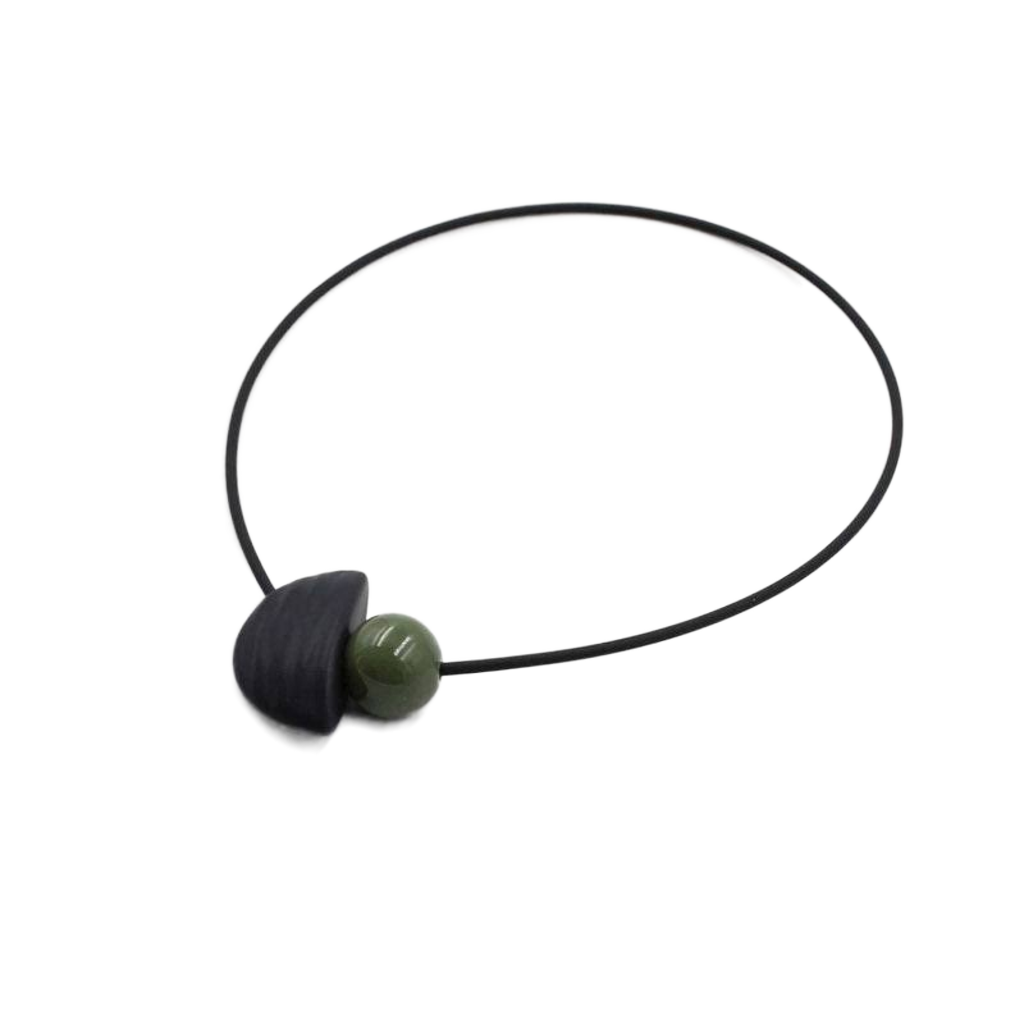 Nais Ceramic PVC Necklace, Khaki