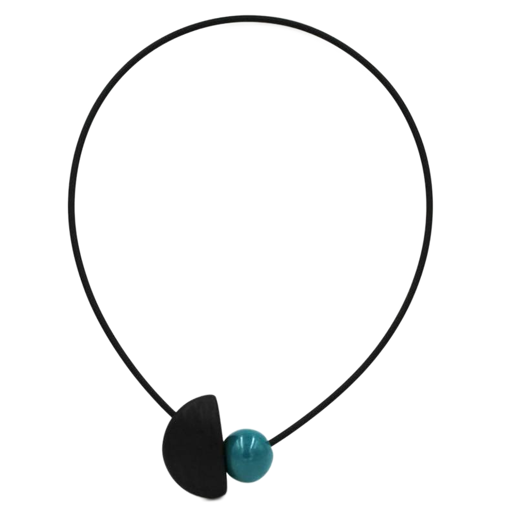 Nais Ceramic PVC Necklace, Turquoise