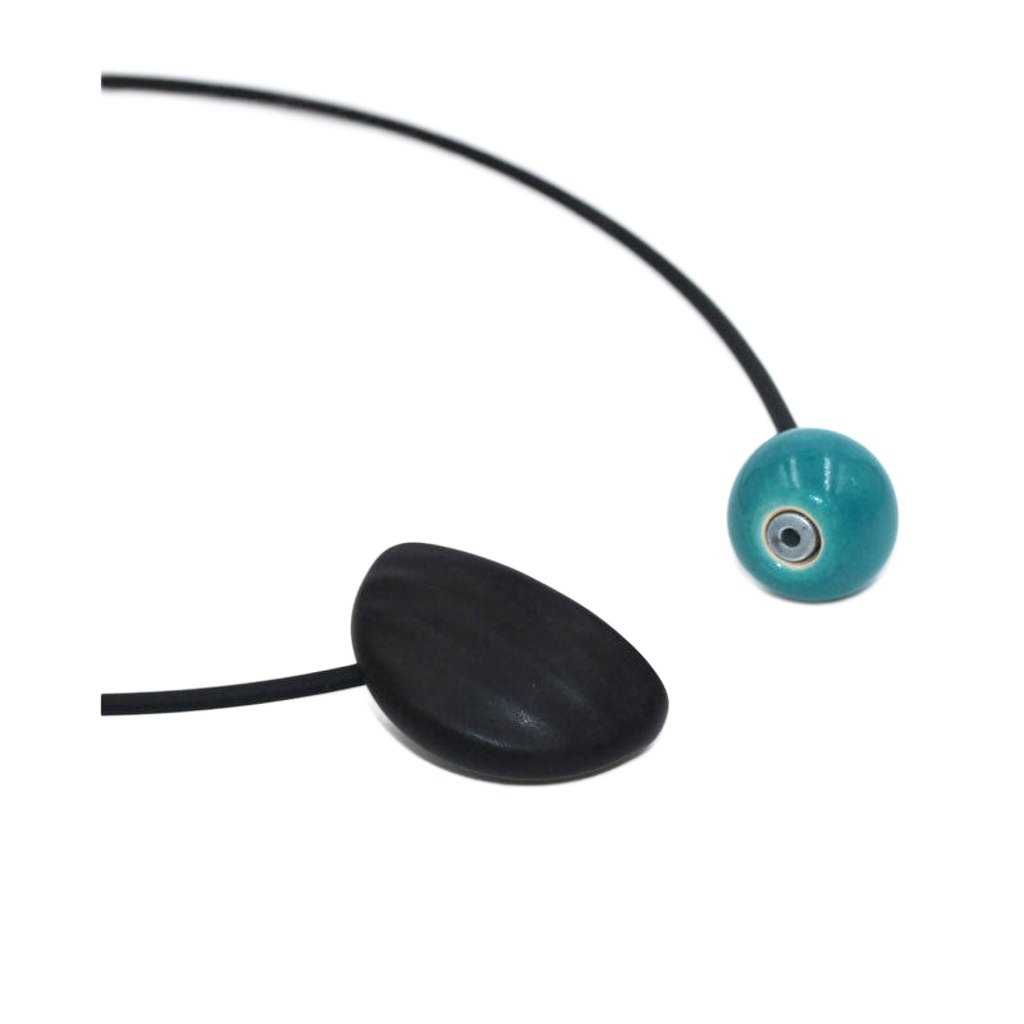 Nais Ceramic PVC Necklace, Turquoise