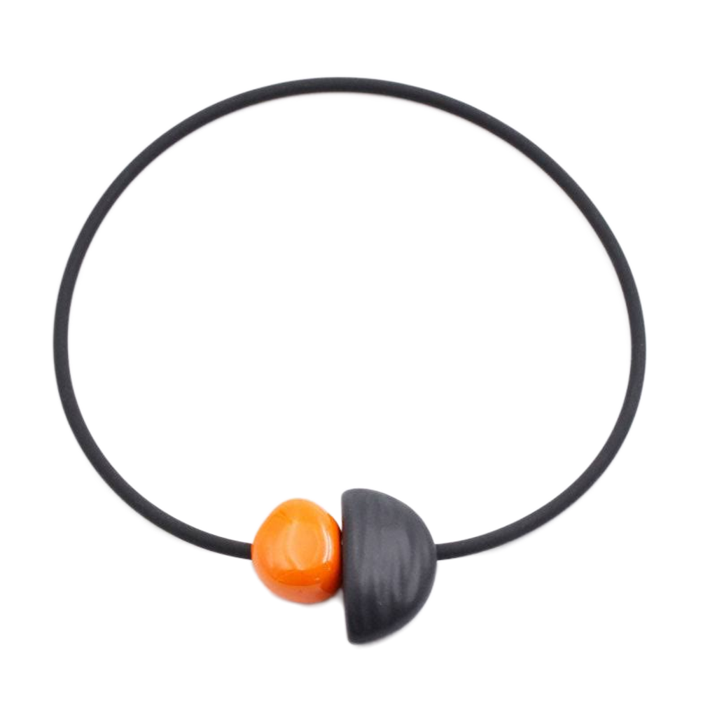 Leo Ceramic PVC Necklace, Orange