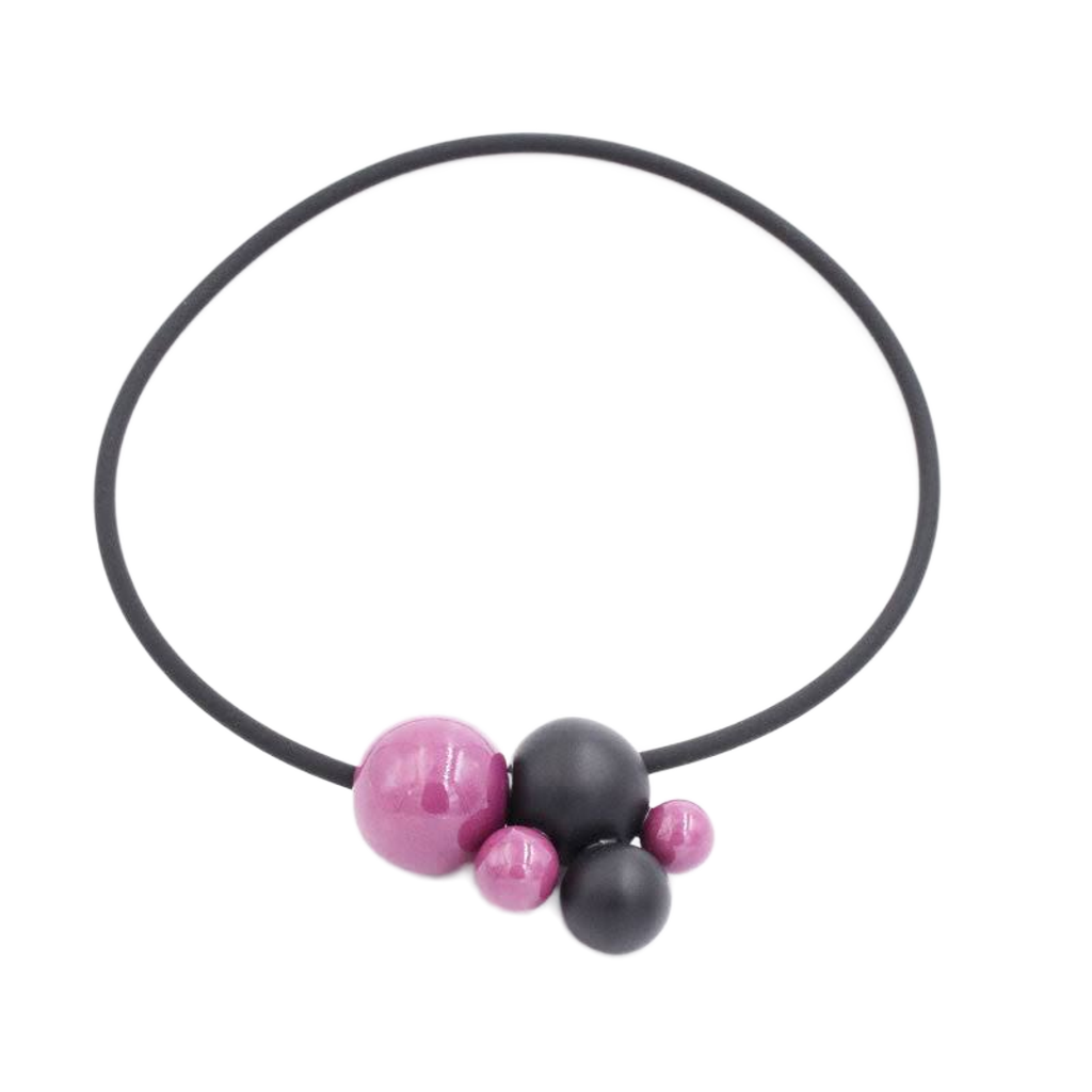 Meteore Ceramic Necklace, Plum & Black