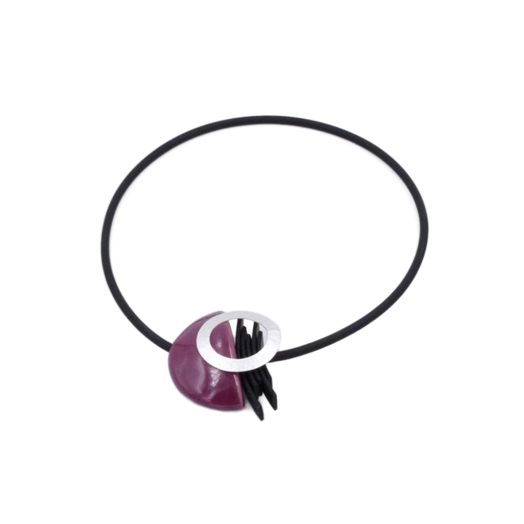 Saturne PVC Necklace, Plum