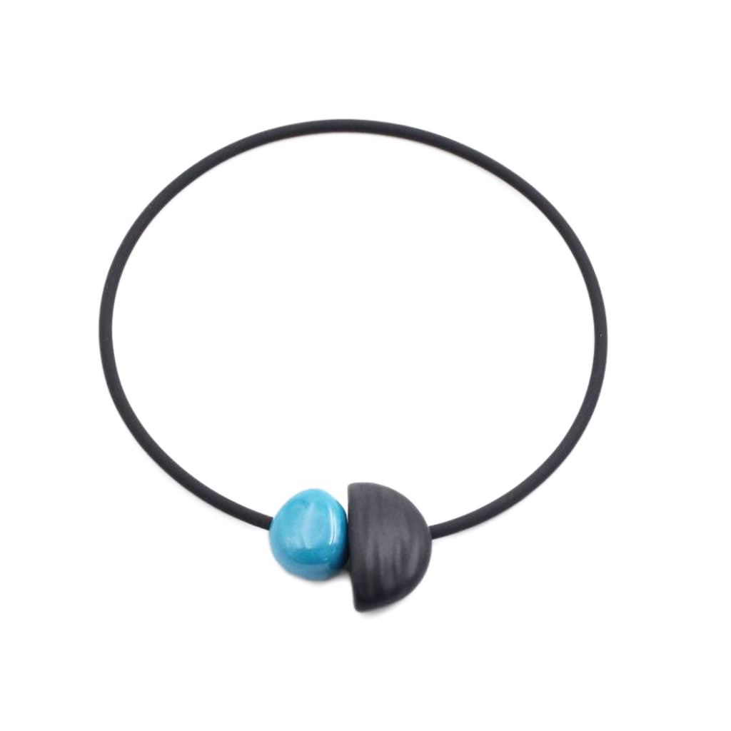 Leo Ceramic PVC Necklace, Turquoise