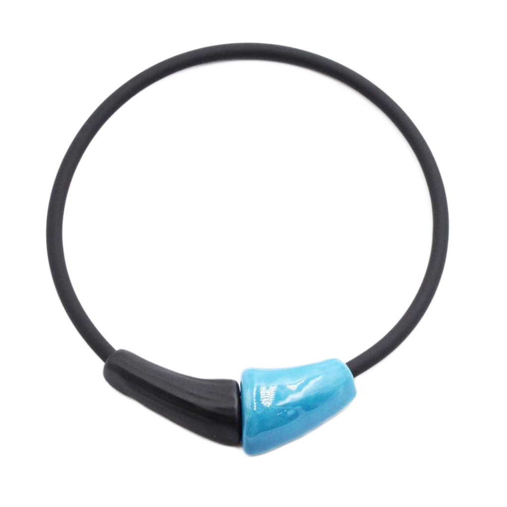 Masai Ceramic PVC Necklace, Turquoise